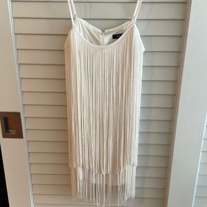 Aidan Mattox White Fringe Mini Dress Size 12